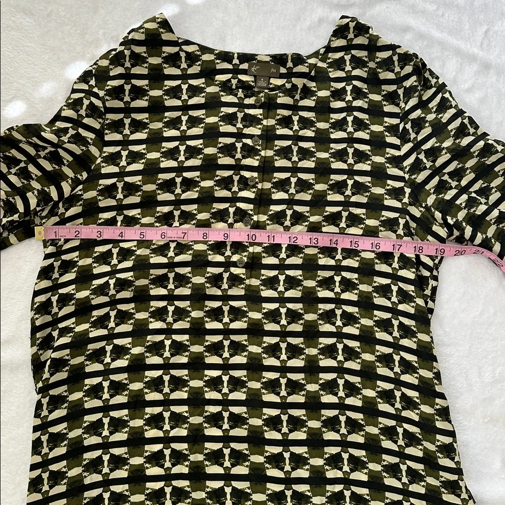 Anthropologie FEI Women’s Lightweight Silk Abstract‎ Geometric Print Blouse 8 - Picture 5 of 9